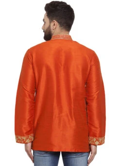 Orange Art Silk Kurta -C Bazaar Shop orange art silk kurta mmmdmf588 b