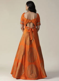 Orange Art Silk Sequins Dresses And Gown Party Wear 7 Orange Art Silk Sequins Dresses And Gown Party Wear -C Bazaar Shop orange art silk sequins dresses and gown bgwrdsas76 b