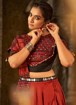 Orange Blended Cotton Printed Kutch Work Chaniya Choli Festive Wear 7 Orange Blended Cotton Printed Kutch Work Chaniya Choli Festive Wear -C Bazaar Shop orange blended cotton printed kutch work chaniya choli ghsom2342 b