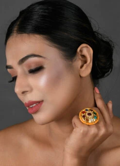 Orange Designer Ring Party Wear -C Bazaar Shop orange designer ring hnjdunvfemirg009 b