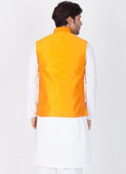 Orange Dupion Silk Nehru Jacket -C Bazaar Shop orange dupion silk nehru jacket jkdmk5010 b