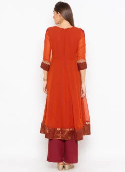 Orange Georgette Palazzo Set Party Wear -C Bazaar Shop orange georgette palazzo set krsmnkc1951 b