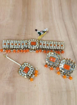 Orange Necklace Set Party Wear 5 Orange Necklace Set Party Wear -C Bazaar Shop orange necklace set jynsmkns15950d b