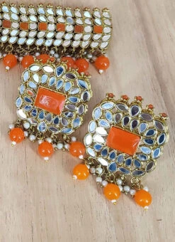 Orange Necklace Set Party Wear