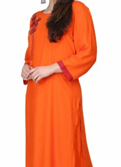 Orange Rayon Embroidery Kurta Palazzo Set Party Wear