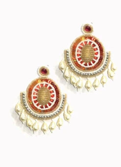 Orange White Fashion Danglers Party Wear -C Bazaar Shop orange white fashion danglers erddrj10013h b