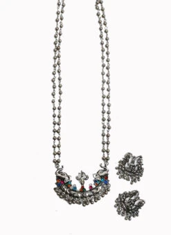 Oxidised Temple Necklace Set Party Wear 5 Oxidised Temple Necklace Set Party Wear -C Bazaar Shop oxidized temple necklace set jynsddrj10043h b