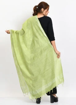 Parrot Green Linen Cotton Dupatta Work Wear -C Bazaar Shop parrot green linen cotton dupatta dpdmimfd164 b