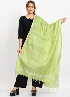 Parrot Green Linen Cotton Dupatta Work Wear -C Bazaar Shop parrot green linen cotton dupatta dpdmimfd164 u