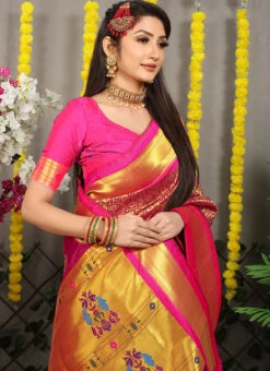 Patola Silk Zari Weaving Dark Pink Color Saree Festive Wear 7 Patola Silk Zari Weaving Dark Pink Color Saree Festive Wear -C Bazaar Shop patola silk zari weaving dark pink color saree sasom110863 b