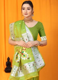 Patola Silk Zari Weaving Work Light Green Color Saree Party Wear -C Bazaar Shop patola silk zari weaving work light green color saree sasom110901 b