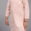 Peach Art Silk Embroidered Kids Boys Achkan Sherwani Party Wear