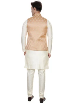 Peach Art Silk Jacquard Nehru Jacket -C Bazaar Shop peach art silk jacquard nehru jacket jmkmdc648 b