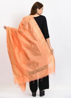Peach Banarasi Silk Weaving Work Dupatta Work Wear -C Bazaar Shop peach banarasi silk weaving work dupatta dpdmimfd175 b