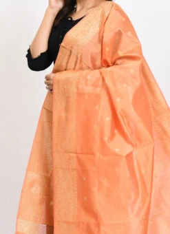Peach Banarasi Silk Weaving Work Dupatta Work Wear