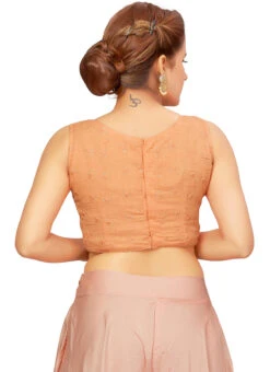 Peach Blended Cotton Sequins Blouse After Six Wear -C Bazaar Shop peach blended cotton sequins blouse blmff1827pk b