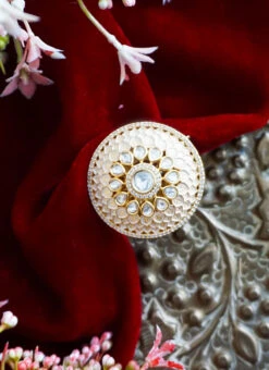 Peach Brass Kundan Ring Party Wear -C Bazaar Shop peach brass kundan ring hjrddrj95413h b