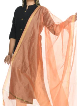 Peach Chanderi Cotton Dupatta Festive Wear