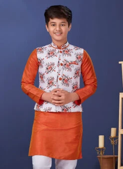 Peach Dhupion Silk Bandi Set -C Bazaar Shop peach dhupion silk bandi set kdbsrk536 b