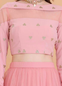 Peach Embroidered Blouse Festive Wear