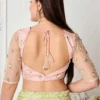 Peach Embroidered Net Blouse Festive Wear