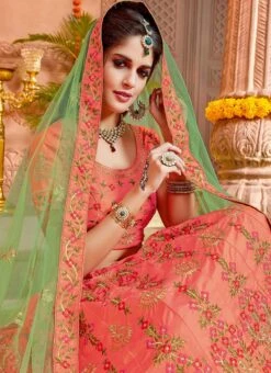 Peach Fancy Silk Embroidered Lehenga Skirt Choli Festive Wear 7 Peach Fancy Silk Embroidered Lehenga Skirt Choli Festive Wear -C Bazaar Shop peach fancy silk embroidered lehenga skirt choli ghmasal1684 b