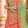 Peach Fancy Silk Embroidered Lehenga Skirt Choli Festive Wear