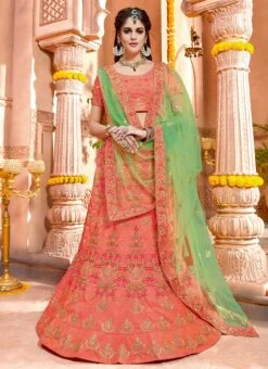 Peach Fancy Silk Embroidered Lehenga Skirt Choli Festive Wear 6 Peach Fancy Silk Embroidered Lehenga Skirt Choli Festive Wear -C Bazaar Shop peach fancy silk embroidered lehenga skirt choli ghmasal1684 u