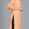 Peach Foil Printed Pleat Style Kurta Set After Six Wear