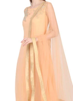 Peach Georgette Embroidery Anarkali Suit Party Wear