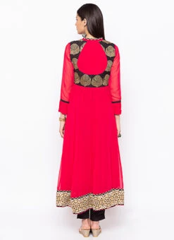 Peach Georgette Kurta Straight Pant Set Party Wear -C Bazaar Shop peach georgette kurta straight pant set krsmnkc2041 b