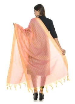 Peach Handloom Cotton Weaving Work Dupatta Work Wear -C Bazaar Shop peach handloom cotton weaving work dupatta dpdmimfd053 b