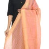 Peach Handloom Cotton Weaving Work Dupatta Work Wear