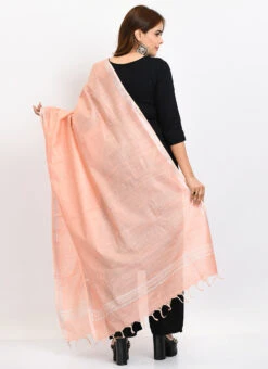 Peach Linen Cotton Dupatta Work Wear -C Bazaar Shop peach linen cotton dupatta dpdmimfd166 b