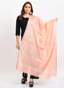 Peach Linen Cotton Dupatta Work Wear -C Bazaar Shop peach linen cotton dupatta dpdmimfd166 u