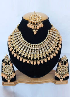 Peach Necklace Set Wedding Wear -C Bazaar Shop peach necklace set jynsmniczb122 b