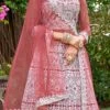 Peach Net Sequins A Line Lehenga Party Wear