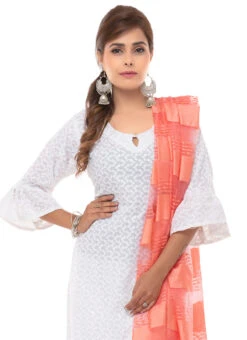 Peach Organza Dupatta After Six Wear -C Bazaar Shop peach organza dupatta dpsdmfd188 b