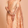 Peach Organza Embroidered Saree Festive Wear