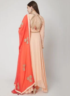 Peach Pure Georgette Thread Work Anarkali Suit Party Wear -C Bazaar Shop peach pure georgette thread work anarkali suit sldvcsvak195 b