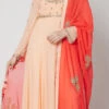 Peach Pure Georgette Thread Work Anarkali Suit Party Wear