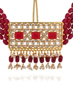 Pink Alloy Choker Necklace Set Party Wear