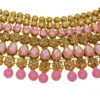 Pink Alloy Kundan Necklace Set With Earrings N Mangtika Party Wear