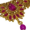 Pink Alloy Leaf Design Necklace Set With Earrings N Mangtika Party Wear