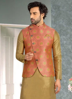 Pink Art Silk Bandhgala Jacket -C Bazaar Shop pink art silk bandhgala jacket jmkmdcj503 b