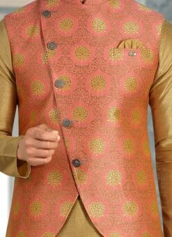 Pink Art Silk Bandhgala Jacket