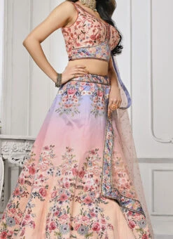 Pink Art Silk Digital Print A Line Lehenga Festive Wear