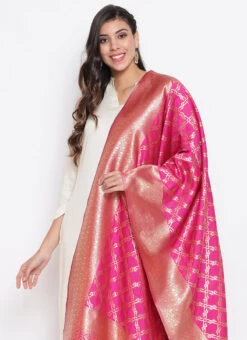 Pink Art Silk Dupatta Festive Wear -C Bazaar Shop pink art silk dupatta dpsli103rp b