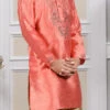 Pink Art Silk Embroidery Kurta Pyjama Party Wear
