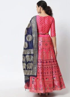 Pink Art Silk Jacquard A Line Lehenga Festive Wear -C Bazaar Shop pink art silk jacquard a line lehenga ghsrk169273 b